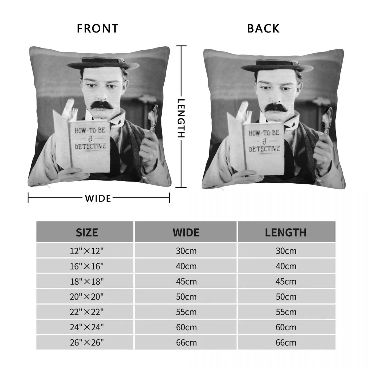 Buster Keaton Sherlock Jr. Square Pillowcase Polyester Linen Velvet Printed Zip Decorative Throw Pillow Case Car Cushion Case