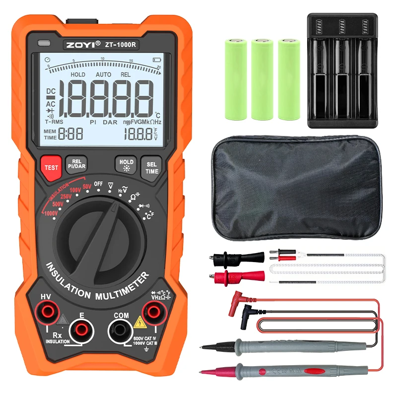 

Dual-function High-precision ZOYI ZT-1000R Insulation Megohmmeter 1000V Electronic Shaker Digital Multimeter Voltage Resistanc