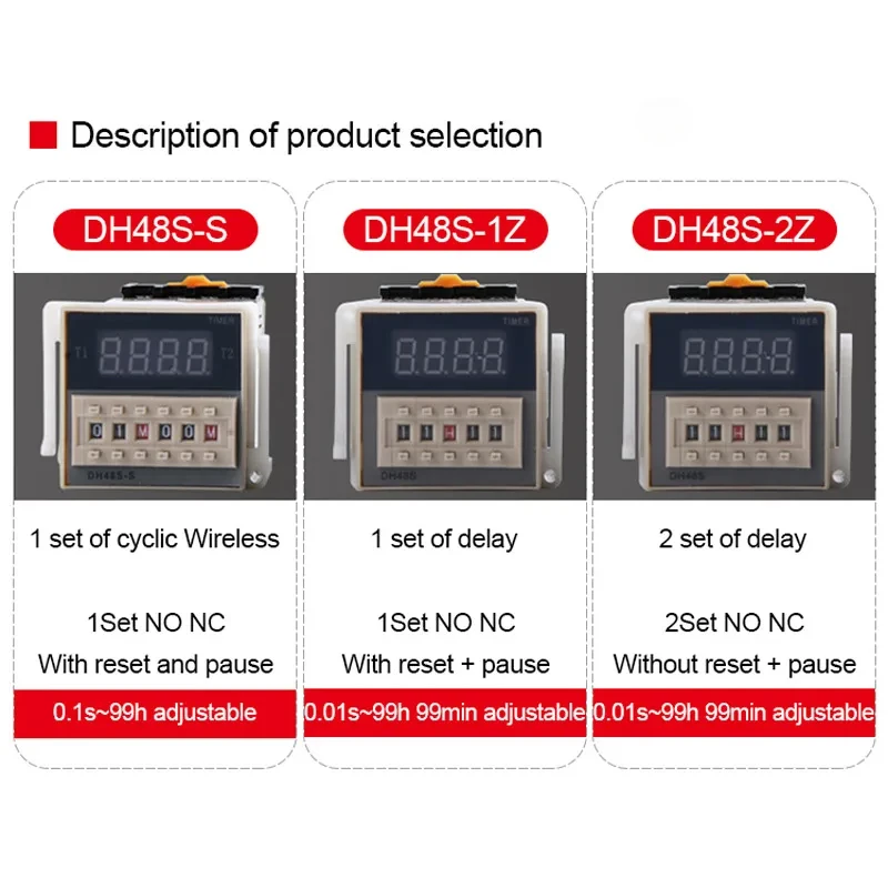 DH48S-S 12V time relay 220VAC 24VDC repeat cycle SPDT with socket DH48S series delay timer with base