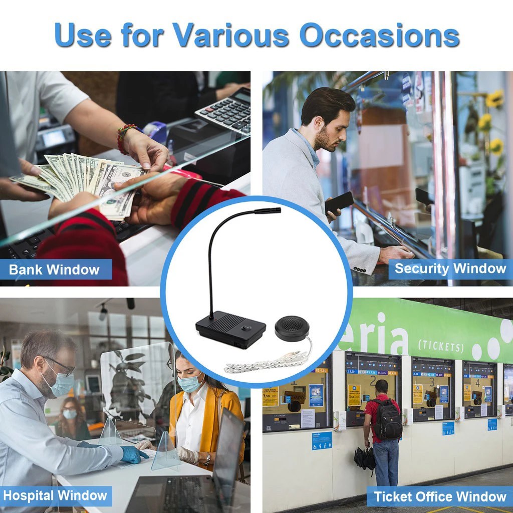 Imagem -04 - Dual-way Window Intercom Microfone de Intercomunicação Intercomunicador Escritóriocontador Interphone Anti-interferência sem Ruído Apto para Escritório do Banco Comercial