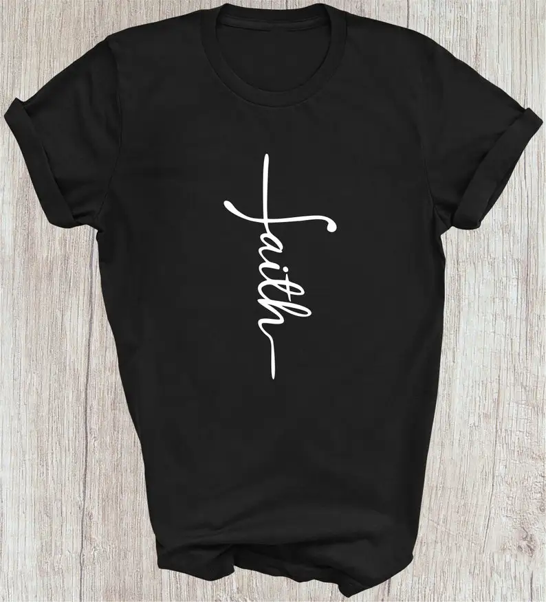 

Faith T-shirt Jesus Christian Vertical Cross Religious Sign Shirt ChristianReligion Church Christmas Presents Xmas Gift Tee