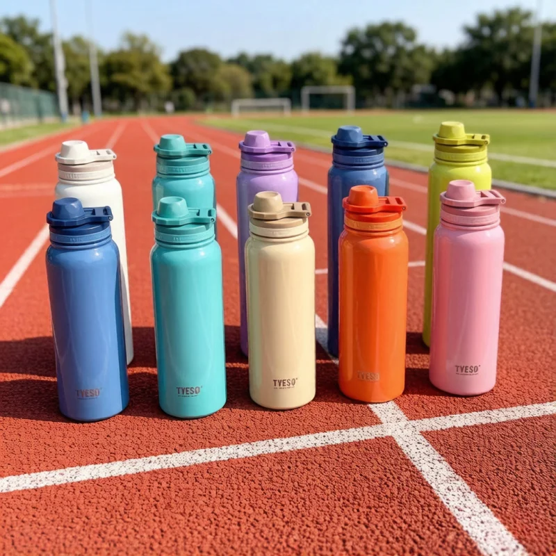TYESO Thermos Bottle, Car Insulated Flask & Water Tumbler for Outdoor Sports Travel, Stainless Steel Vacuum Thermal Cup