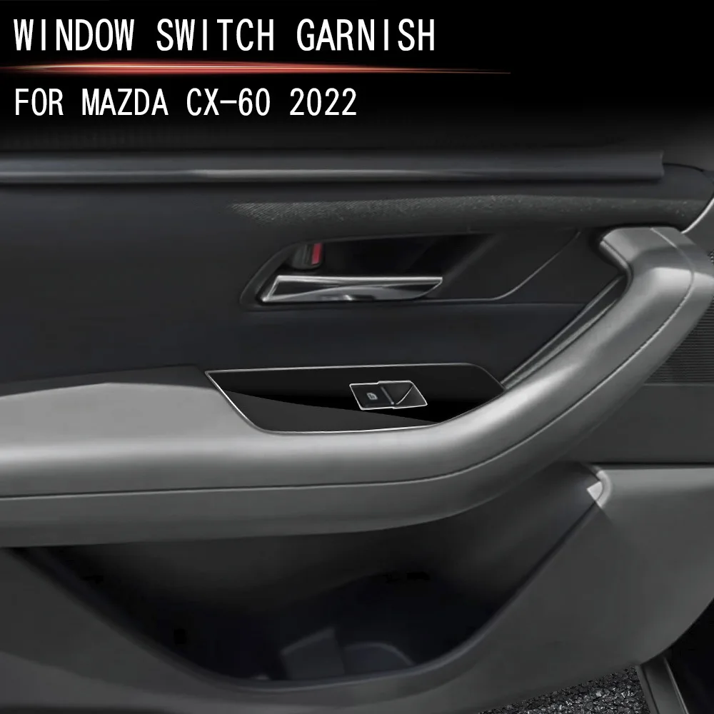 

RHD автомобильный подлокотник для внутренней двери, оконное стекло, кнопка подъема, панель переключателя, декоративная накладка для Mazda CX-60 2022-2024, черные аксессуары