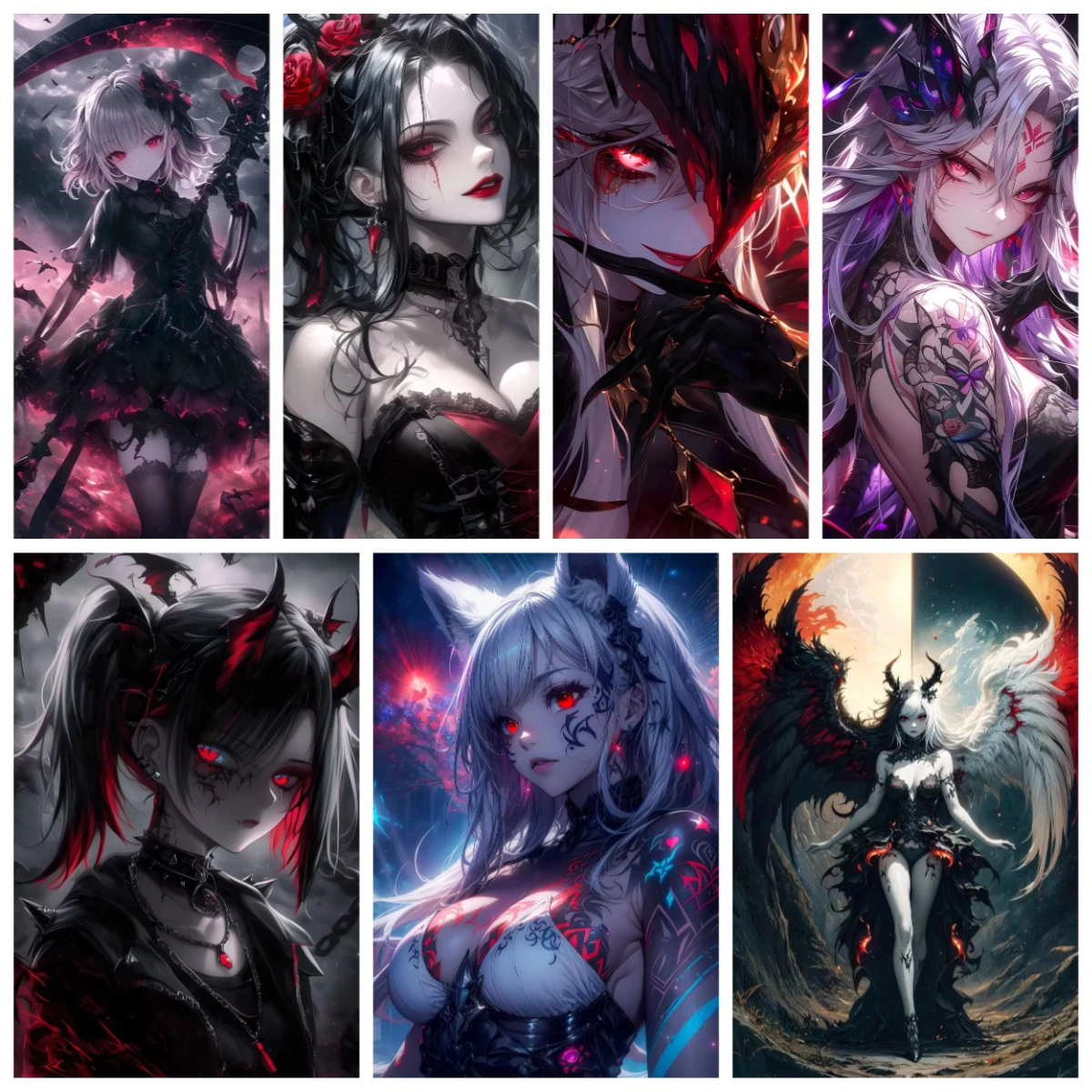 500/1000 Pcs for Adults Jigsaw Puzzle Gothic Anime Girl Challenging Large-Scale Brain Teaser with Complex Patterns