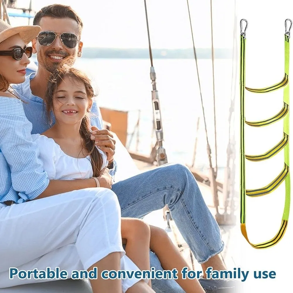 3/4/5 Step Boat Rope Ladder Nylon Reusable Yacht Boat Side Hanging Ladder Heavy Duty Wear-Resistant Climbing Ladder