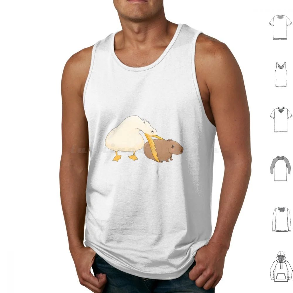 Capivara ser comer vivo por pelicano regatas colete sem mangas capivara animal bonito pelicano ok i up meme animais de estimação natureza roedor