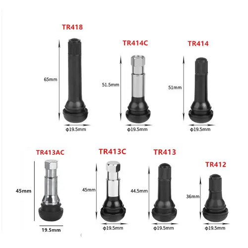 Imagen 1 del producto 4 unidades Tr413/414C/412AC/413C Tr415/418/438 vástago de válvula de neumático de latón a presión sin cámara válvula de neumático de goma en manga para motocicleta de coche