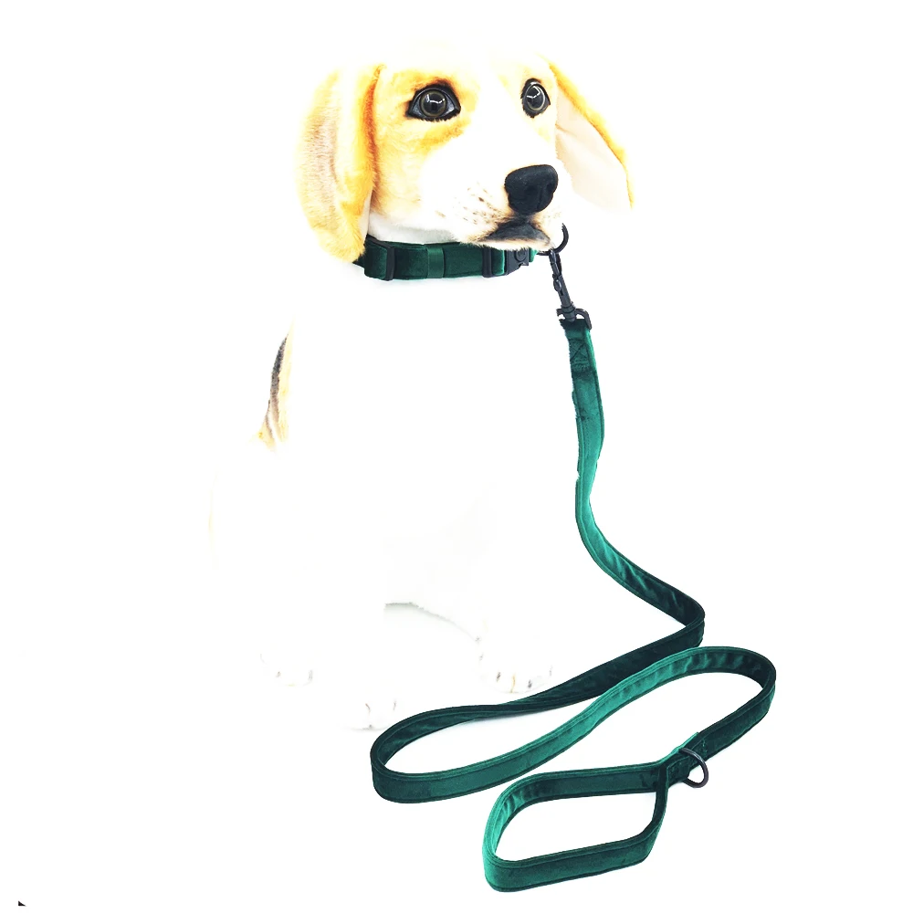 

Stylish Velvet Pattern Pet Leash & Collar Set High-Strength Polyester Adjustable Lock Buckle S/M/L Sizes Load Capacity 50-75KG