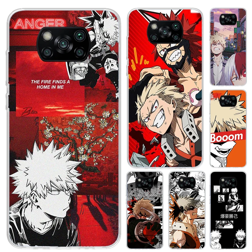 My Hero MHA Bakugou Katsuki Phone Case for Xiaomi Poco X6 X5 X4 X3 Nfc F6 F5 F4 GT F3 F2 Pro F1 M5S M4 M3 5G Soft Funda Print Sh