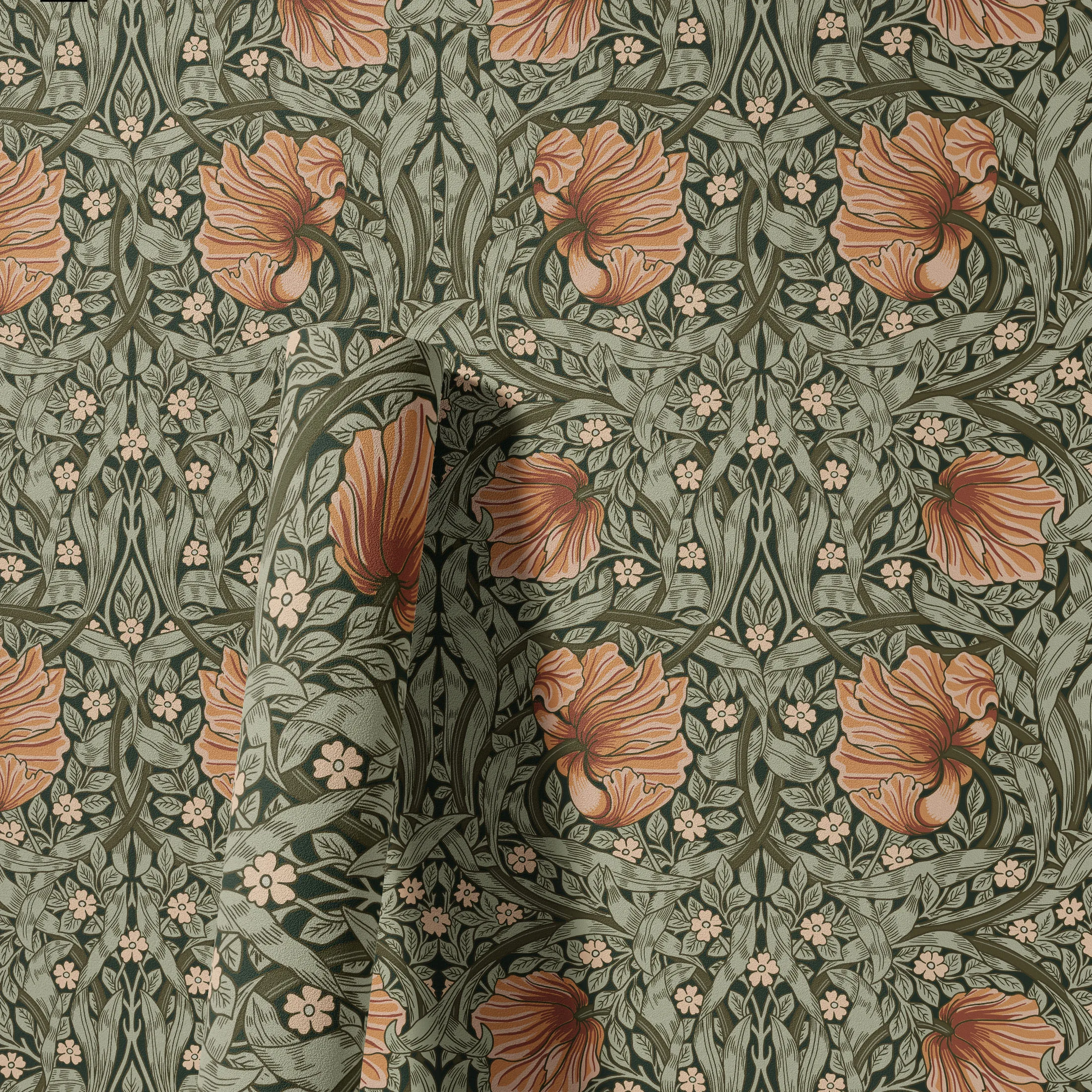 

Vintage Floral Self-adhesive Wallpaper Peel And Stick Botanical Sage Tangerine Wall Murals Home Kitchen Bedroom Decor