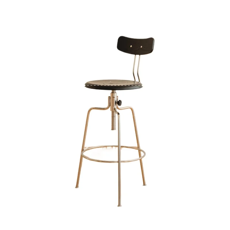 

Nordic solid wood home backrest liftable wine bar high chair bar stool