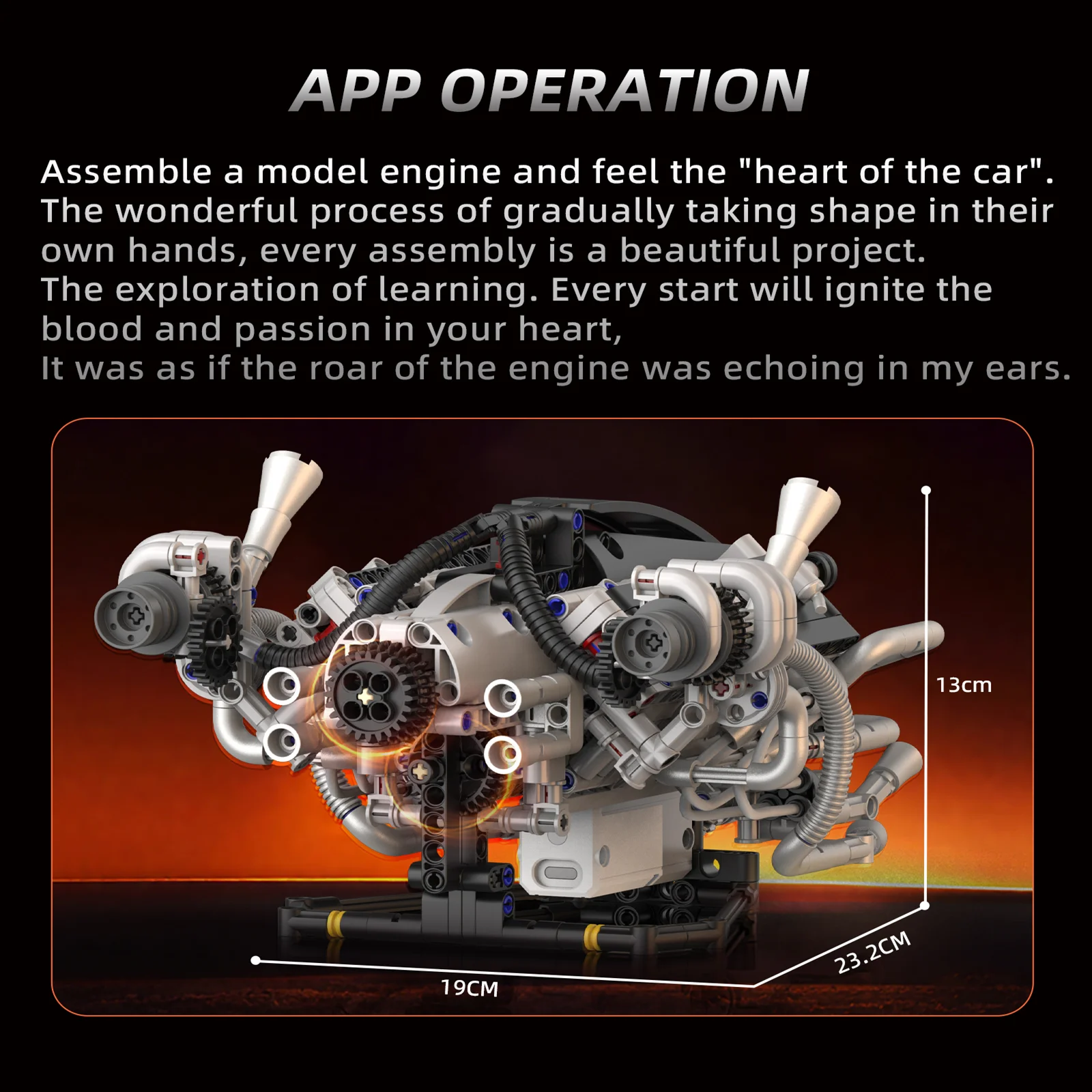 

Motorcycle engine building blocks toys, eight-cylinder engine model assembly, children's holiday gifts, desktop ornaments