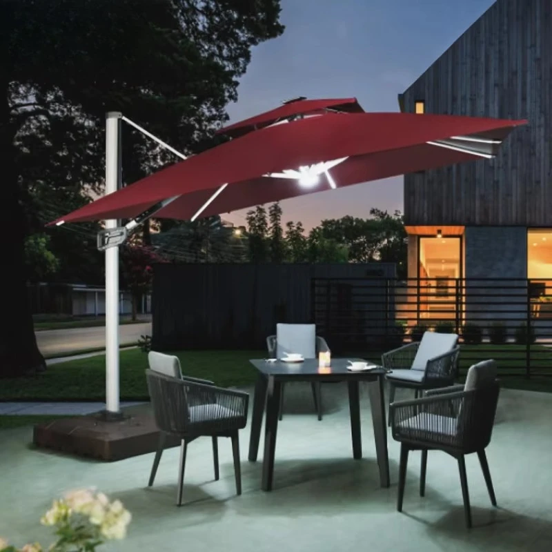 Large Outdoor Roman Sunshade Umbrella Garden Villa Beach Courtyard Stall Sun Protection Print Patio Umbrellas Bases