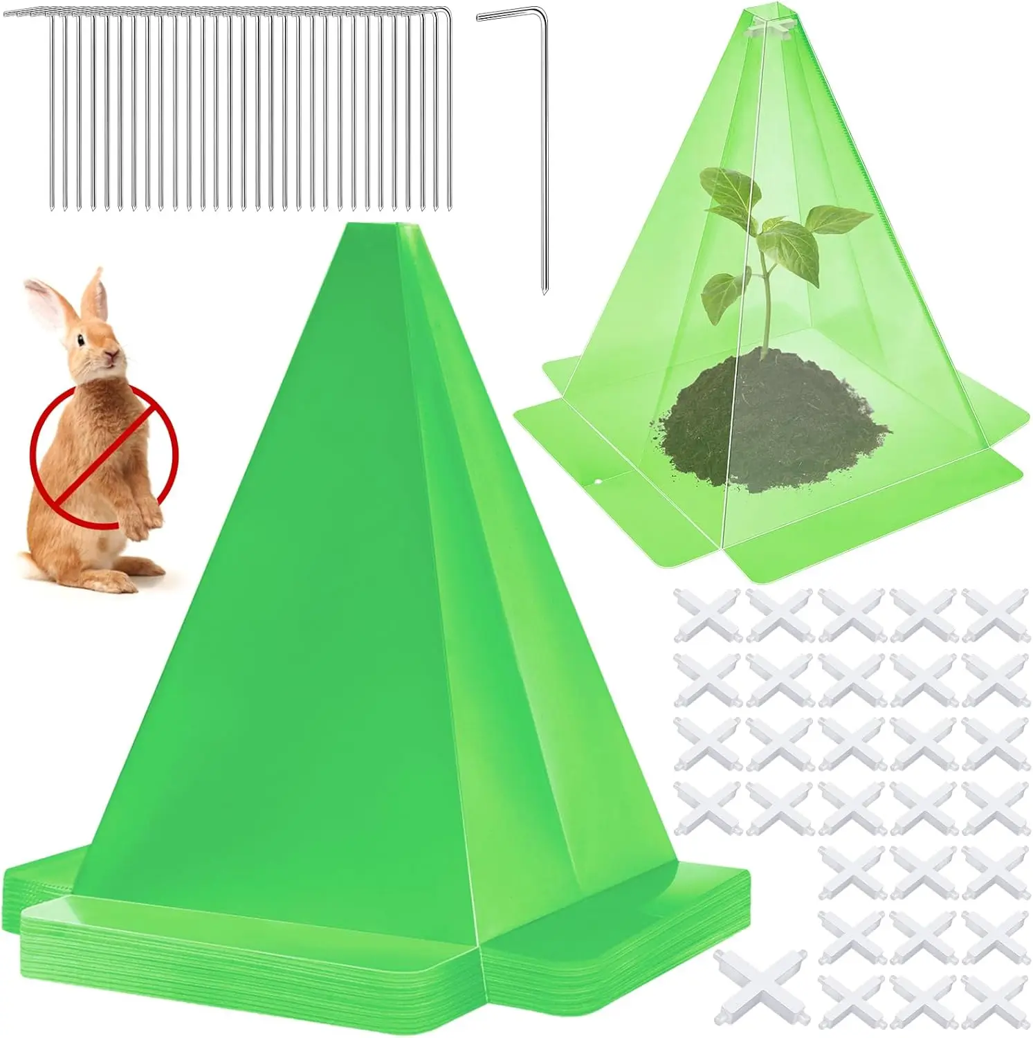 

Набор из 30 многоразовых пластиковых колпаков для растений с кольями для крепления к земле, мини-теплица 7,8x11 дюймов для защиты рассады