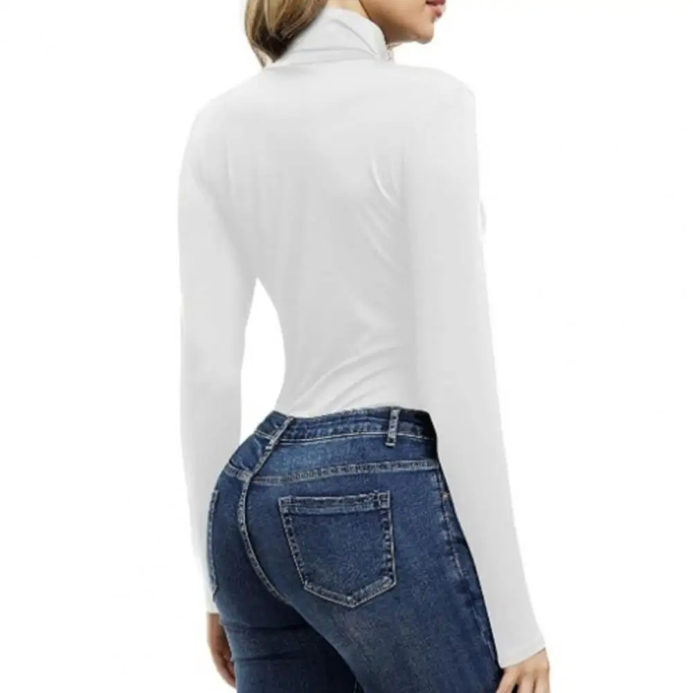 

Женская осенне-зимняя нижняя рубашка с высоким воротником и длинным рукавом, повседневные футболки, однотонные тонкие базовые футболки, майка