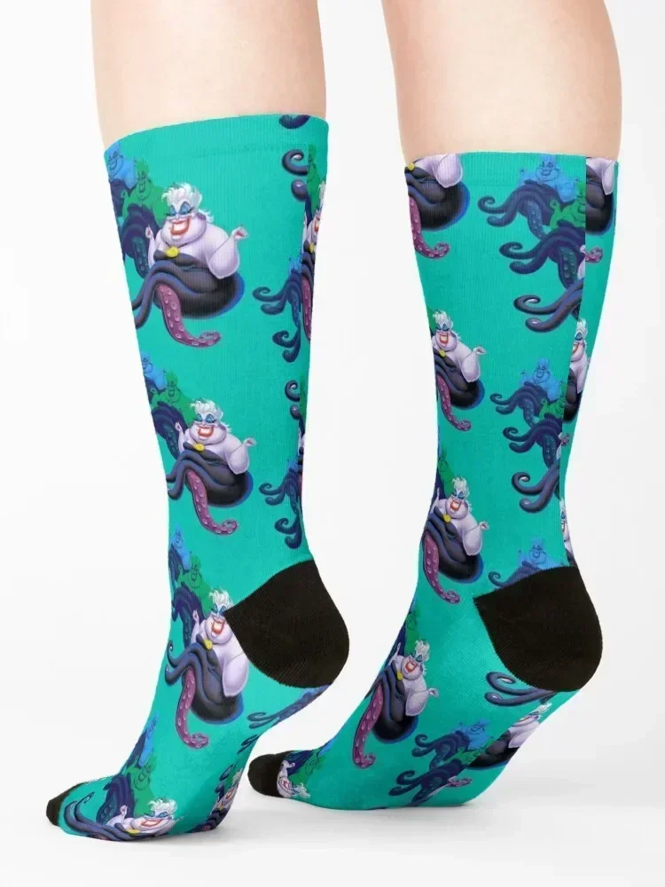 Three Colors of the Octopus Sea Witch Pop Art (with Ocean Blue Background) Socks Wholesale funny gift Woman Socks Men's
