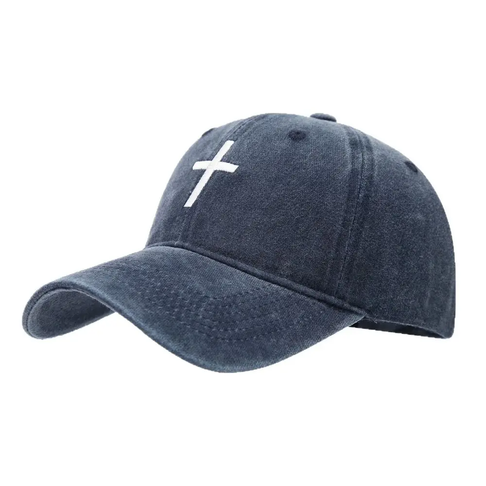 

Fashion Embroidered Cross Baseball Cap Breathable Sunscreen Peaked Cap Simple Adjustable Hip Hop Hat Outdoor