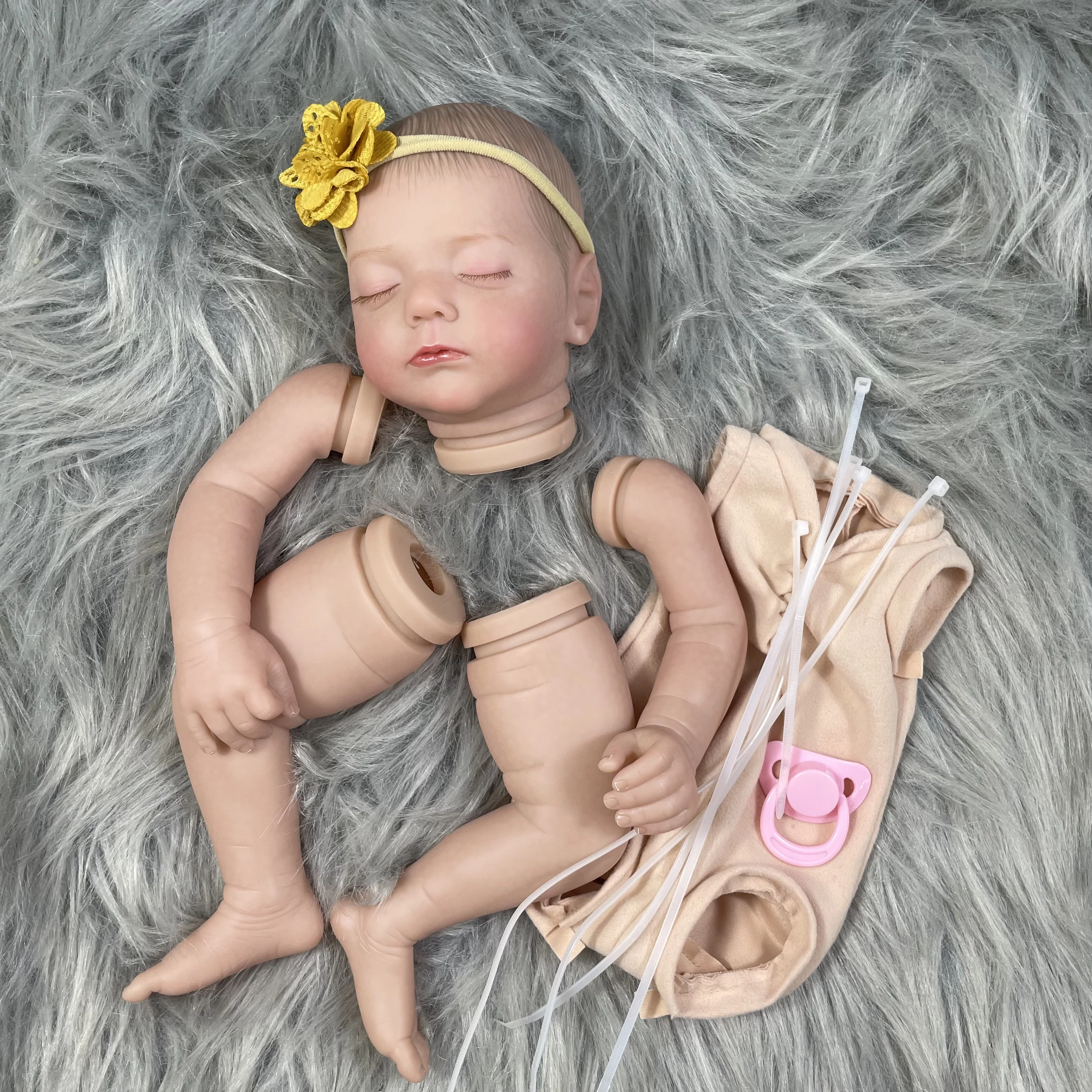 20inch Already Painted Finished Reborn Doll Alessia with Cloth Body Hand Painted with Visible Veins DIY Doll Parts