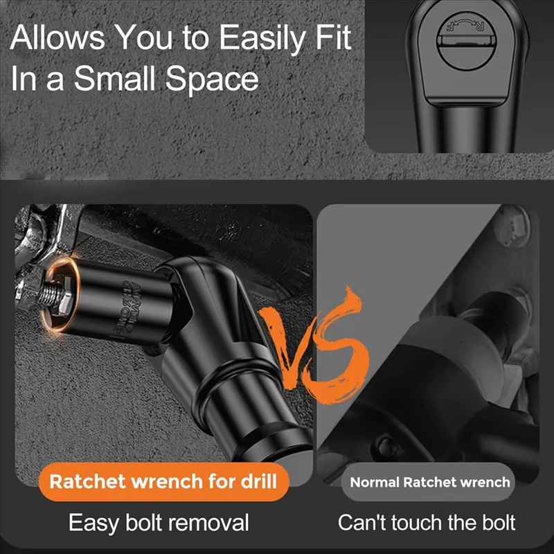 Rafford Offset Impact Extension Wrench Auto Repair Tool with 4 Socket Adapters and 1/2 Inch Drill Adapter for Tight Spaces