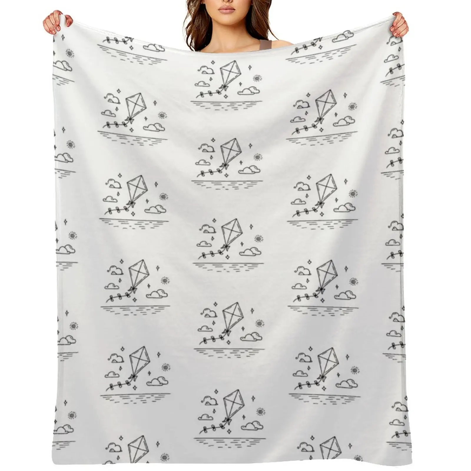 

Simple drawing of a kite flying over the beach Throw Blanket Personalized Gift cosplay anime Bed Fashionable Blankets