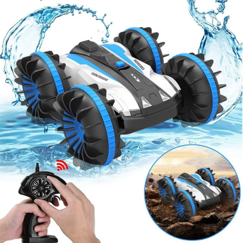 360 Rotate Rc Cars Remote Control Stunt Car 2 Sides Waterproof Driving On Water And Land Amphibious Electric Toys For Children