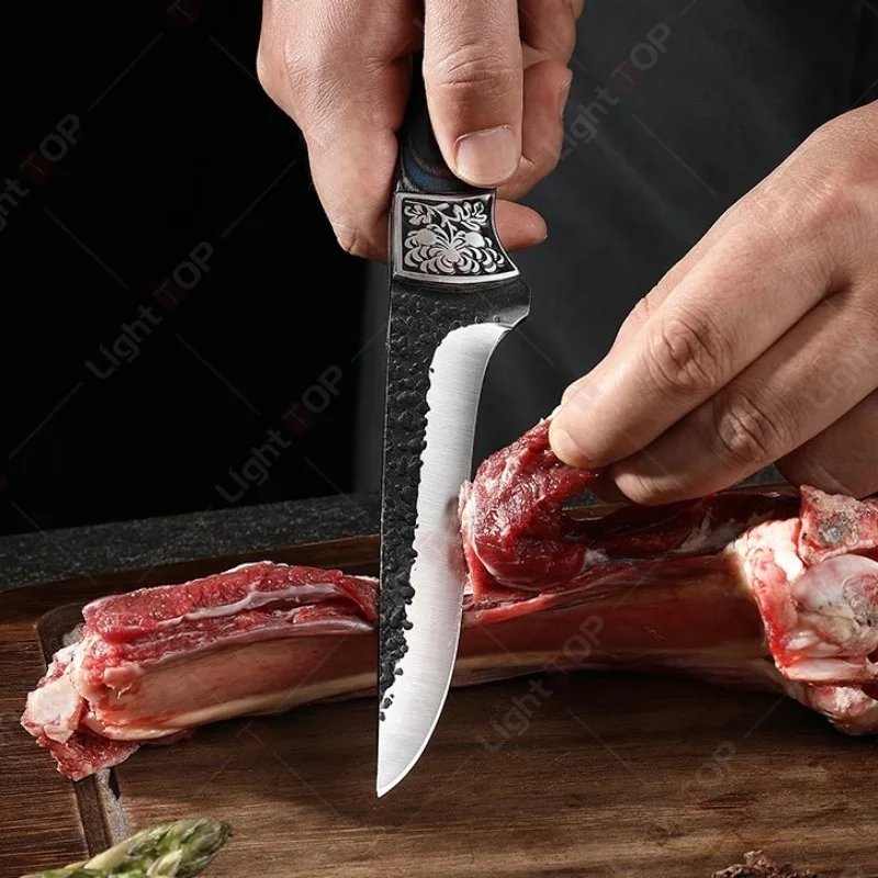 Stainless Steel Forged Kitchen Knives Meat Chopped Cleaver Butcher Beef Lamb Cutting Knife Ultra-sharp Boning Knife Fruit Peeler