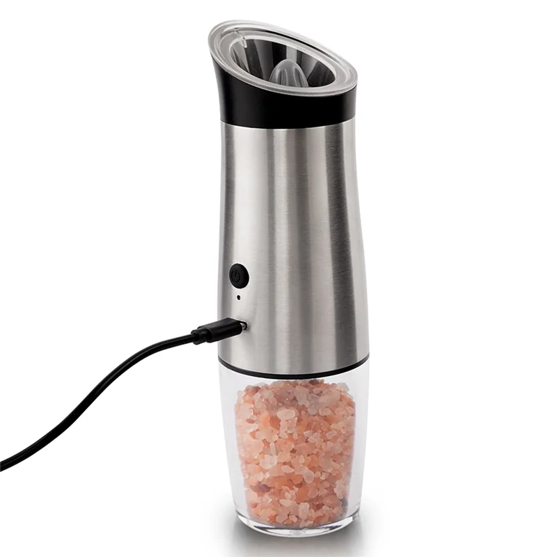 USB Electric Salt & Pepper Grinder Set Salt & Pepper Mill with Adjustable Coarseness 170ML Easy Refillable & Clean A