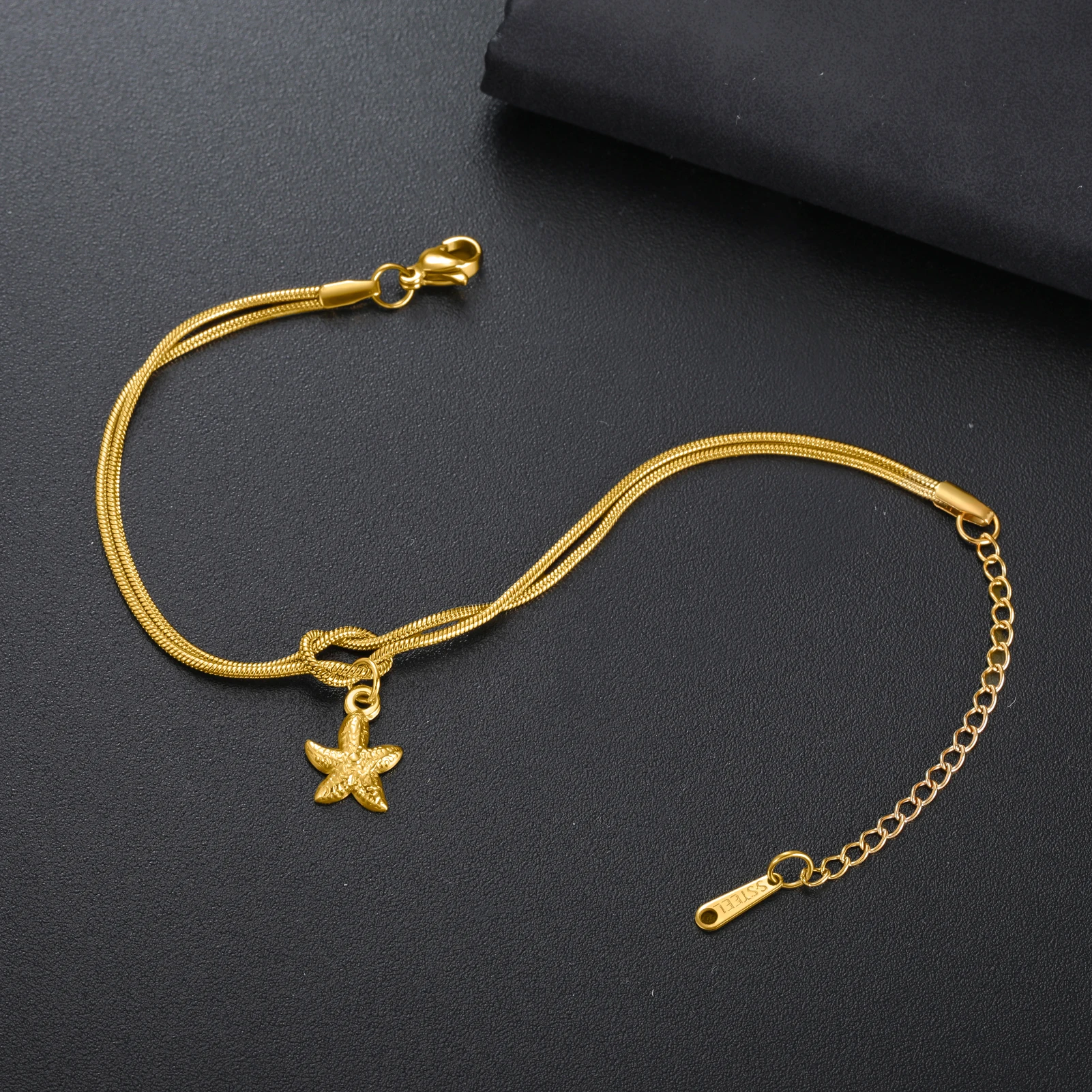 Seestern Muschel Conch Charm Liebesknoten Kettenarmband Edelstahl Trendige Armbänder für Frauen Sommer Strand Schmuck Geschenk
