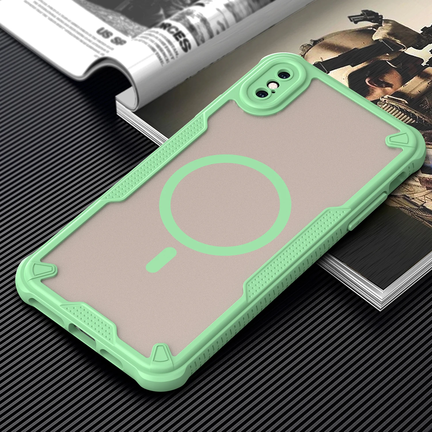 Magnetische, luxuriöse, matte, durchscheinende, stoßfeste Handyhülle für iPhone XsMax X XS XR für kabelloses Magsafe-Ladecover – Detail 12