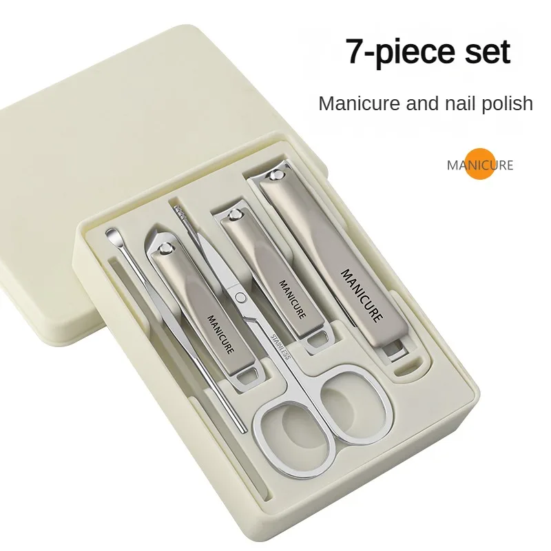 7 pçs conjunto de cortador de unhas de aço inoxidável profissional manicure pedicure conjunto portátil viagem kit de unhas com caso requintado