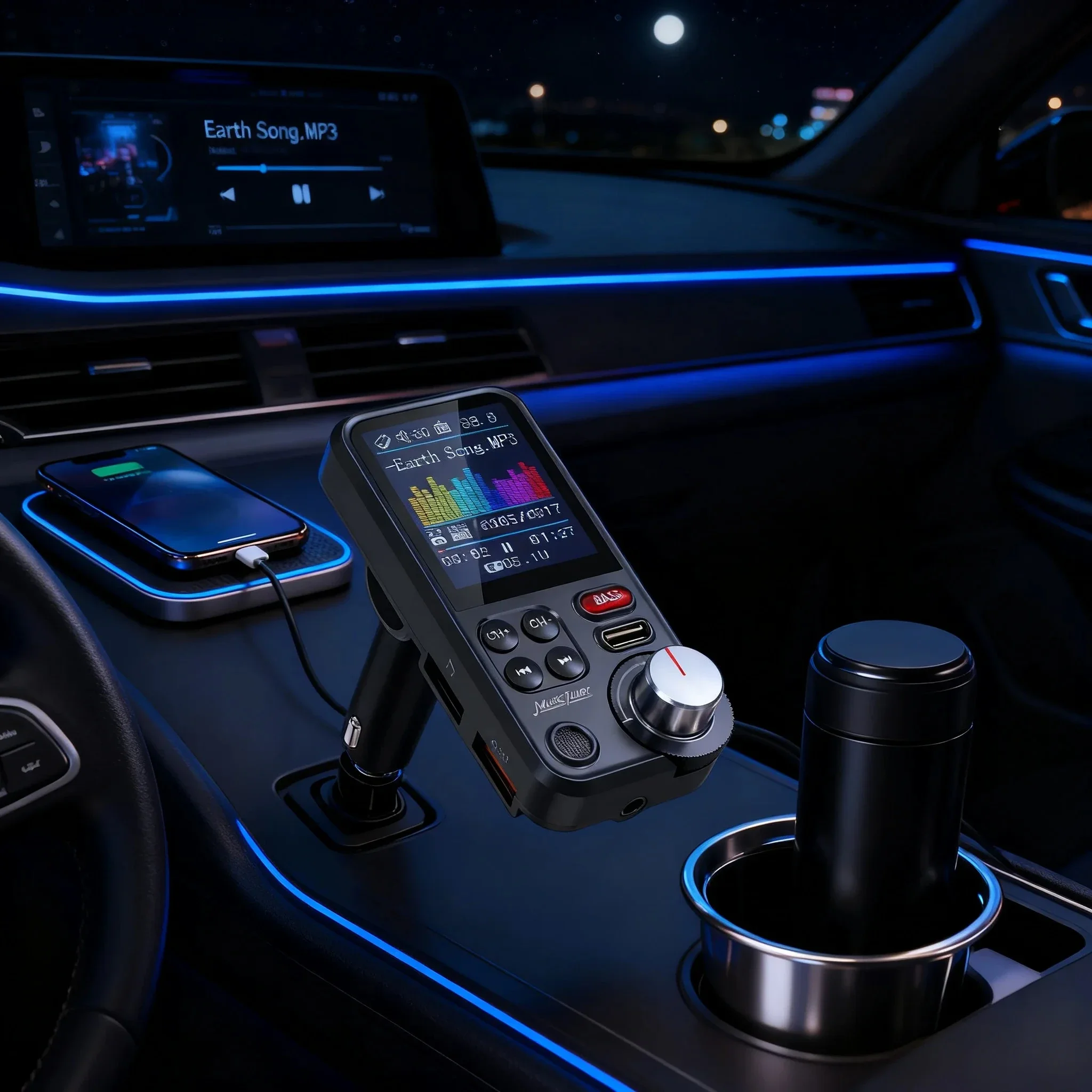 

1,8-дюймовый беспроводной автомобильный Bluetooth FM-передатчик Aux поддерживает QC3.0 зарядку высоких и низких частот, музыкальный плеер