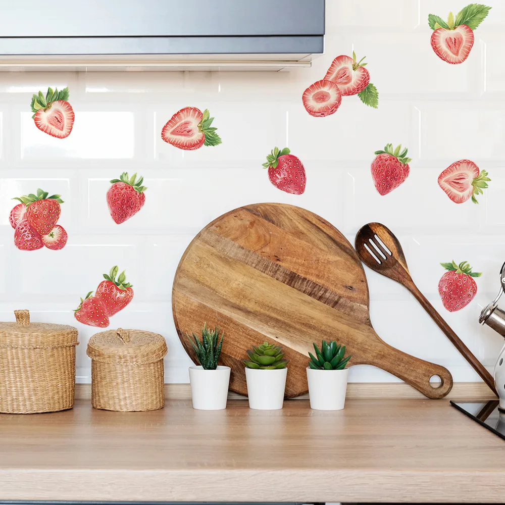 Fruit Aardbei Combinatie Muurstickers Kamer Achtergrond Home Decor Muurschildering Keuken Restaurant Decoratie Zelfklevende stickers