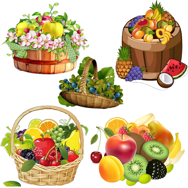 Three Ratels CO39 Pastoral color fruit basket self-adhesive wall sticker kitchen refrigerator decoration Stickers