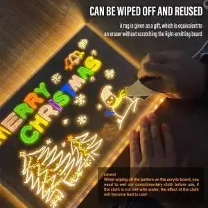 LED-acryl tekentafel Lichtgevend woordpad met kleurpennen LED-notitiebord Kindertekenspeelgoed DIY acrylbord met nachtlampje