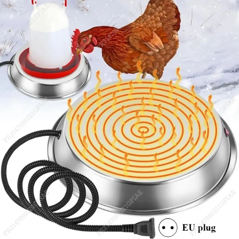 Poultry Waterer Heater Chicken Drinker Heater For Winter Poultry Chicken Water Heater Drinker Base Stainless Steel Base