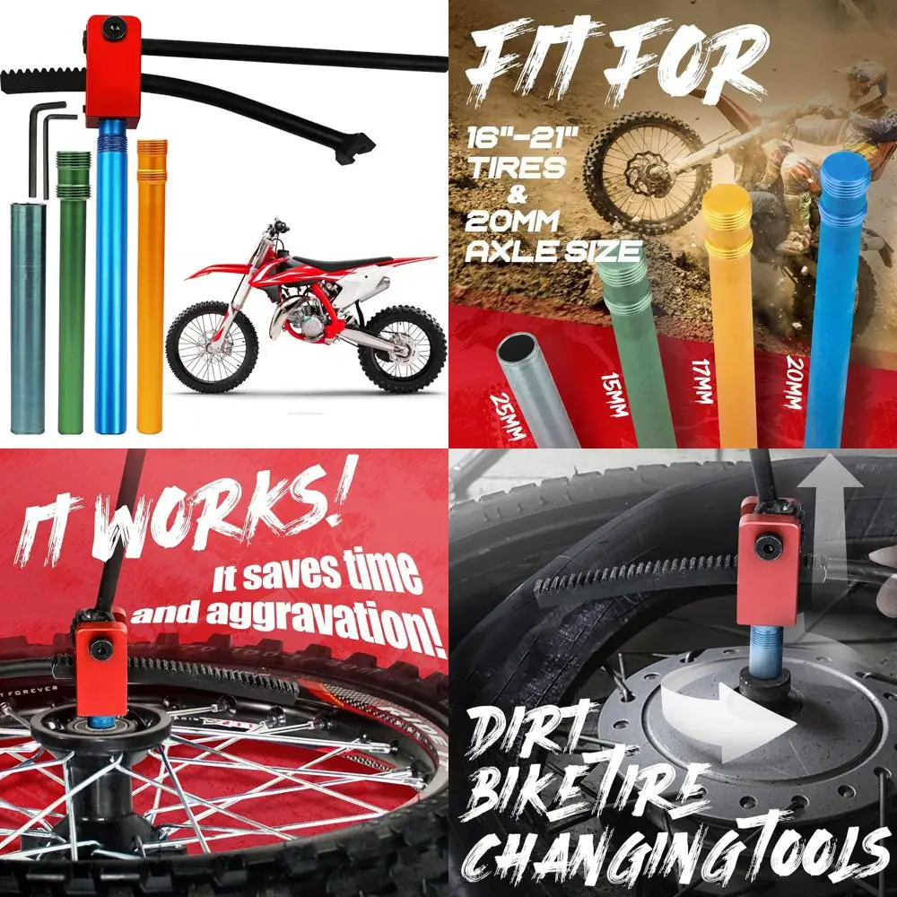 

Dirt Bike Tire Changing Tools Fit for Enduro and Motocross 16" to 21" Wheels, Ultimate Bundle 15/17/20/25 mm Axle Shaft fit for