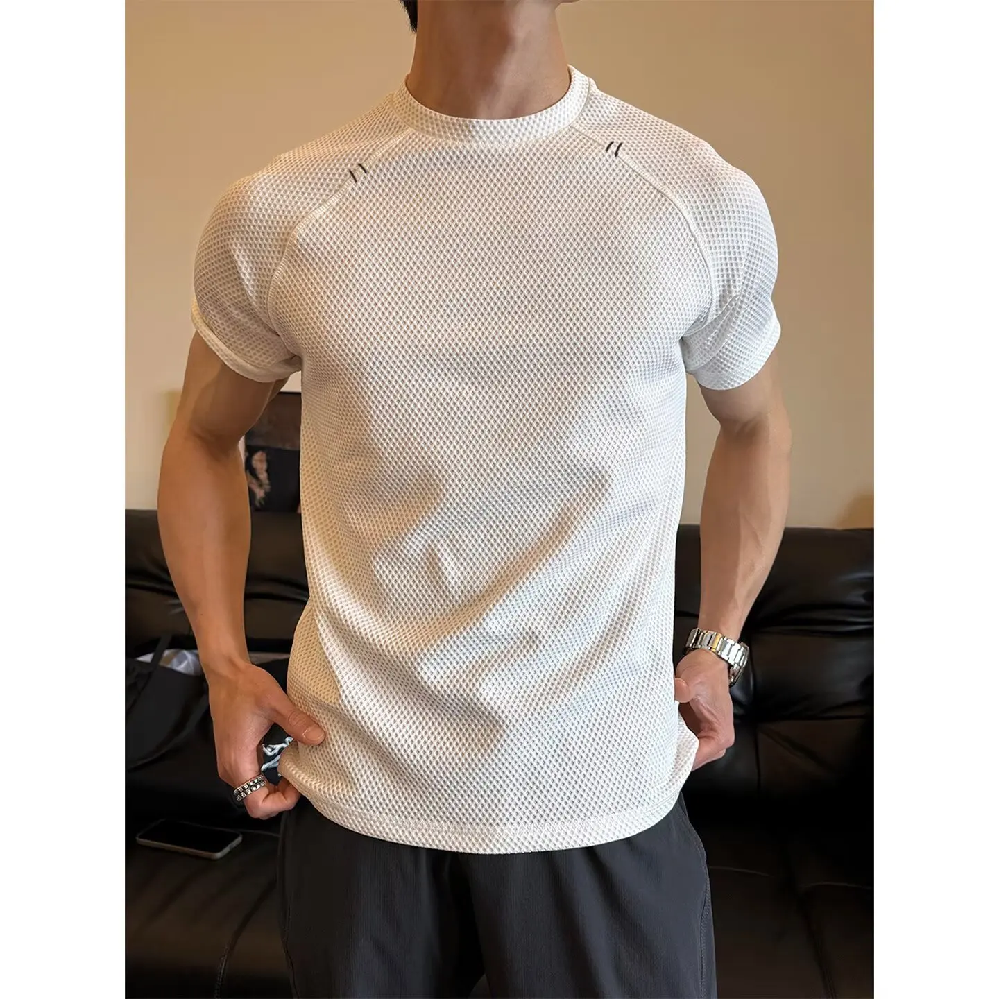 Summer New Style Men's Outdoor Sports Fitness Long-Sleeved Running Training Short-Sleeved T-Shirt