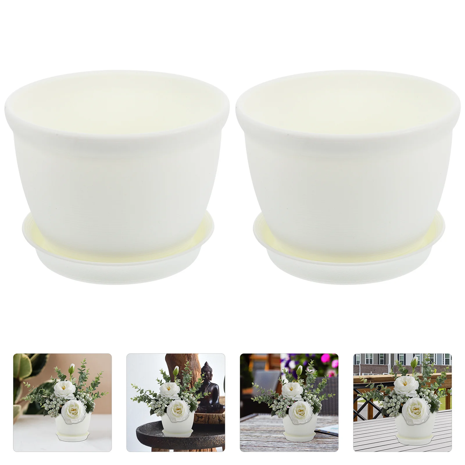

2 set Thickened Flower Pot 6.7 Inch Plastic Succulent Planter With Saucer For Indoor Plants Garden Nursery Pots