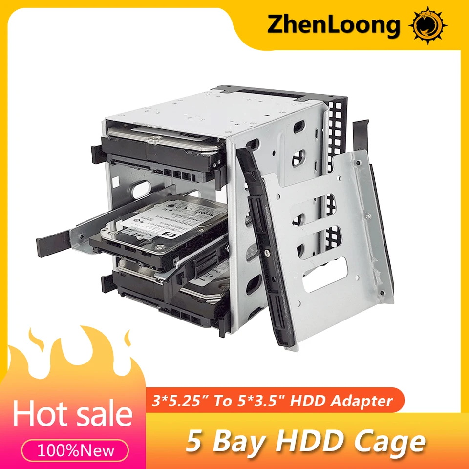 ZhenLoong 3 X 5.25 Inch To 5 X 3.5' Adapter SATA SAS HDD Cage Rack