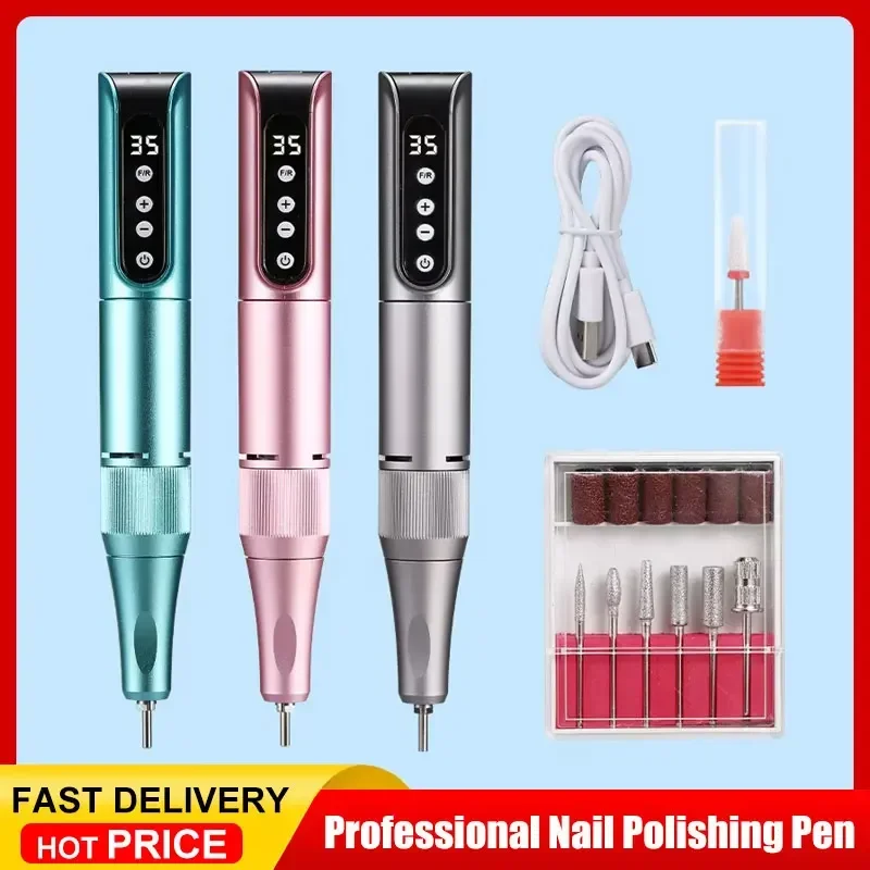 

35000RPM Wireless Nail Drill Pen USB Nail File Polishing Pen Rechargeable Nail Drill Machine Portable Manicure Drill Salon Tool