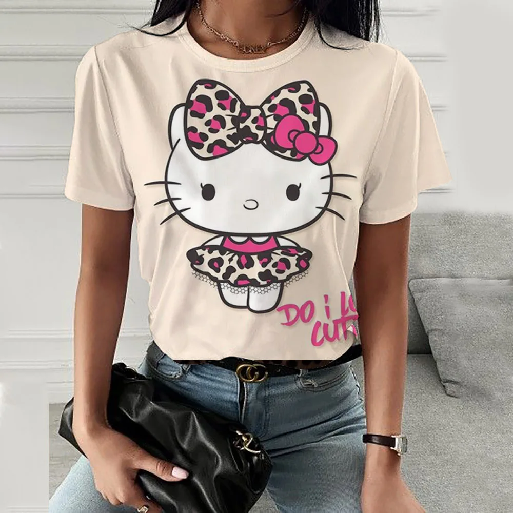 Ladies Short Sleeve Summer Tshirt Fashion Women Graphic T Top Shirt Hello Kitty Kuromi print T-shirts Cartoon Female Tee T-Shirt