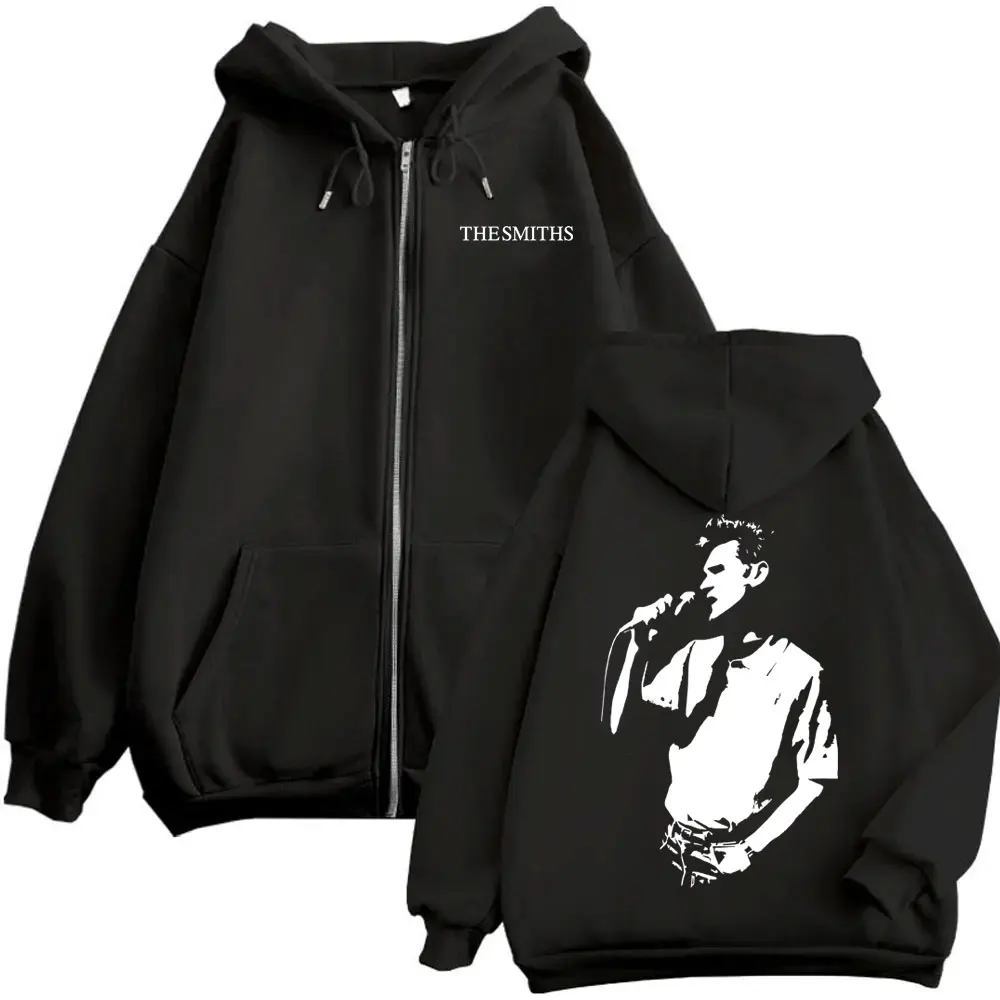 

Rock Band The Smiths Merch Zipper Hoodie Alternative 1980's Indie Morrissey Face Graphic Zip Up Jacket Vintage Streetwear Unisex