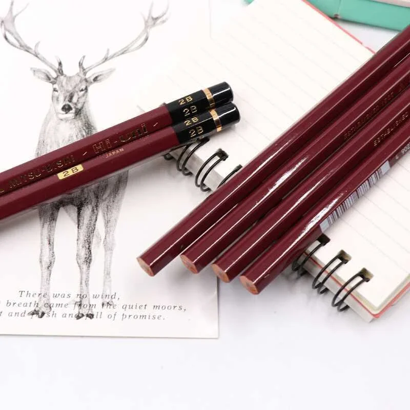 12Pcs Japan UNI Sketch Charcoal Cute Pencil 22 Kinds of Hardness 10H-10B Not Easy To Break Painting Supplies Art Stationery