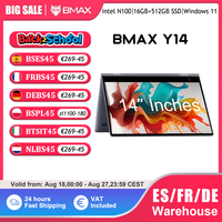 BMAX Y14 2025  360° Laptop 14 Inch Touch Notebook 16GB RAM LPDDR5 512GB SSD Windows 11 1920*1080 IPS Intel N100 Laptops Computer