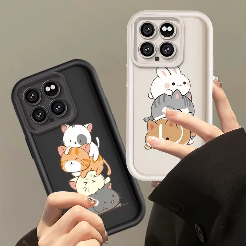 Cute Cartoon Animals Cover For Xiaomi 15 14 13 13T 12 12S 12T 11 9T pro Lite NE 5G Soft Eye Ladder Phone Case
