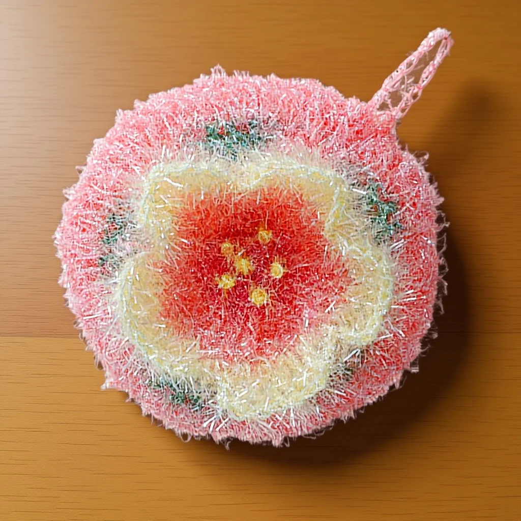 

Dish Washing Towel Flower Design Heavy Duty Stain Removal Scouring Cloth for Plates Bowls Glassware Non-Slip Grip