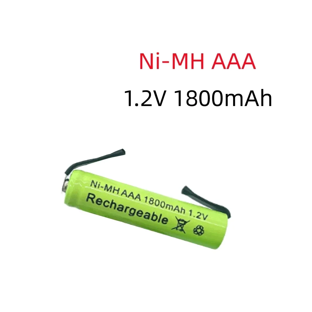 Batería recargable Ni-Mh AAA de 1,2 V y 1800mah, con lengüetas de soldadura para Afeitadora eléctrica Philips Braun, maquinilla de afeitar y cepillo de dientes