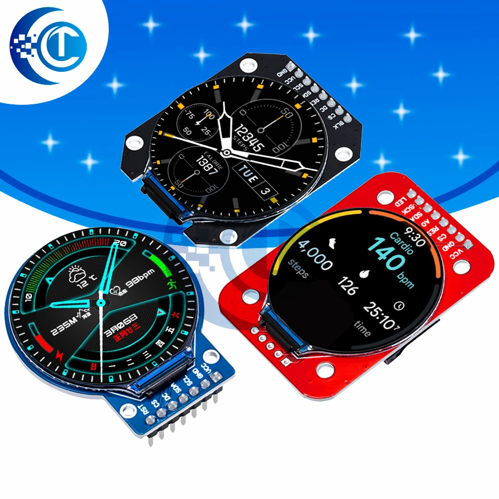 1.28 Inch Round TFT LCD Display Module: 240×240 RGB, GC9A01 Driver, 4-Wire SPI Interface (For Arduino)