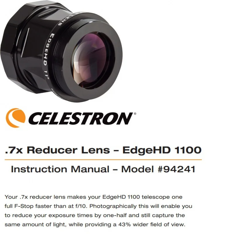 Celestron Edgehd HD11 0.7x Telescope Reducer Lens, 11Inch Telescopes #94241