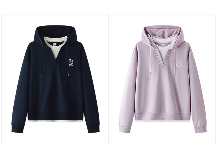 Semir Damen Hoodie mit Kapuze Übergroß Stickerei Patchwork Faux Zweiteiler Campus-Stil Herbst Sweatshirt Alltagskleidung 2026 – Detail 12